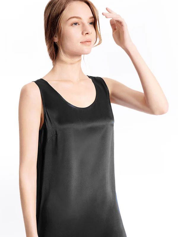 19 Momme Loose Round Neck Relaxed Silk Tank Nightgown