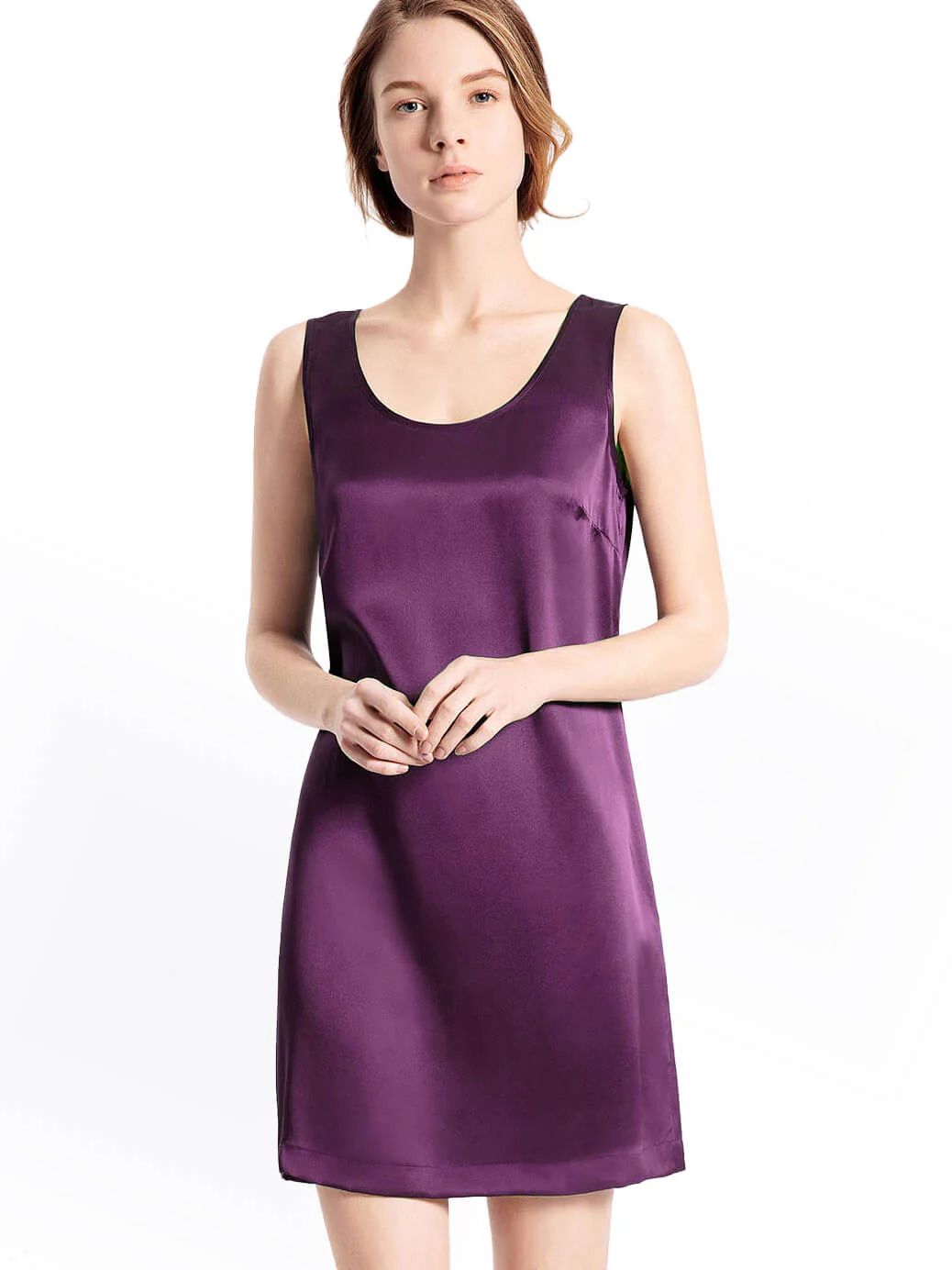 19 Momme Loose Round Neck Relaxed Silk Tank Nightgown