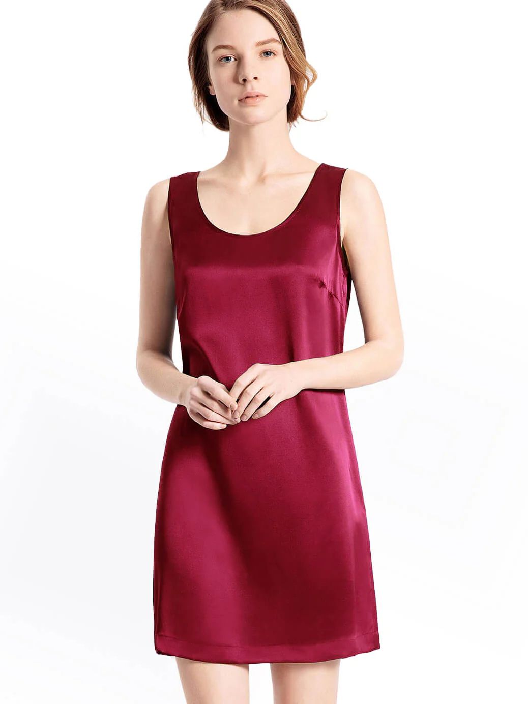 19 Momme Loose Round Neck Relaxed Silk Tank Nightgown