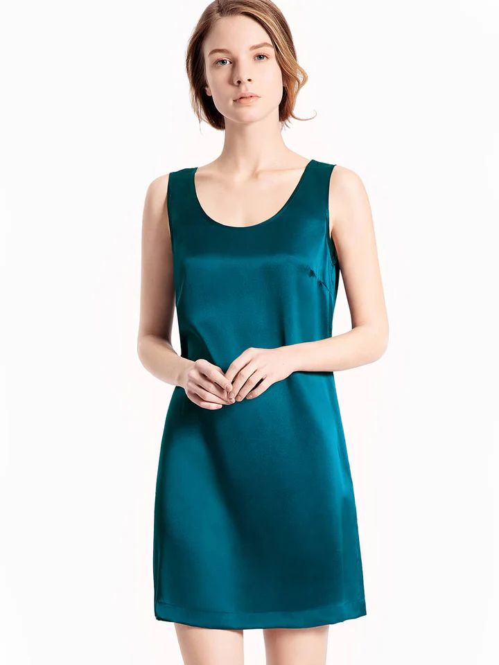 19 Momme Loose Round Neck Relaxed Silk Tank Nightgown