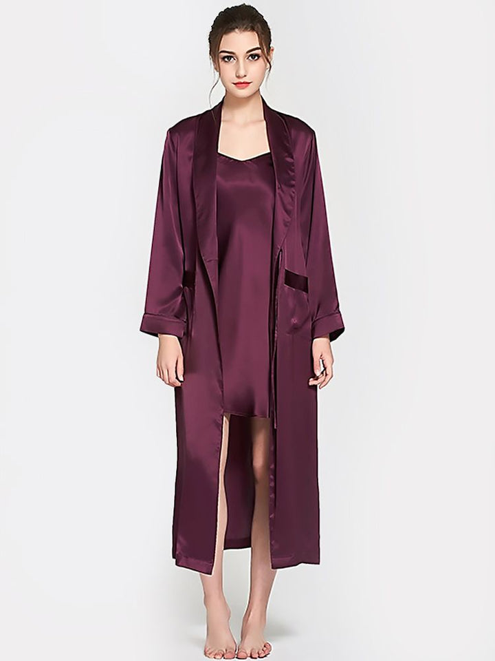 19 Momme Luxurious Long Mulberry Silk Nightgown and Robe Set