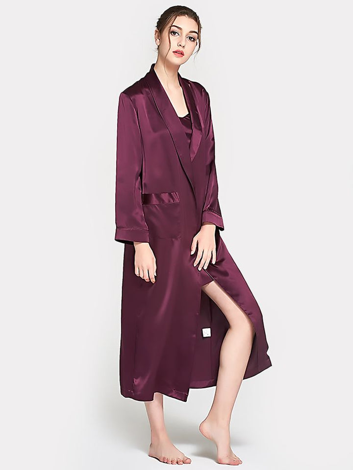 19 Momme Luxurious Long Mulberry Silk Nightgown and Robe Set