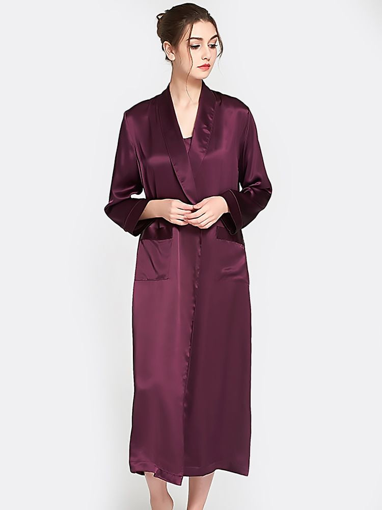 19 Momme Luxurious Long Mulberry Silk Nightgown and Robe Set