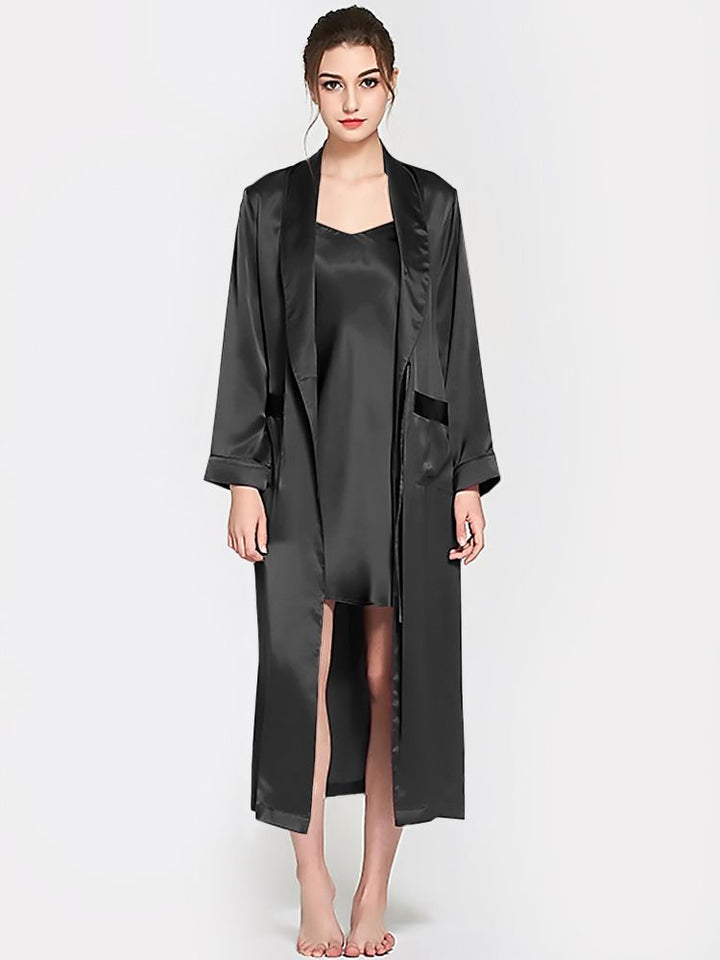 19 Momme Luxurious Long Mulberry Silk Nightgown and Robe Set