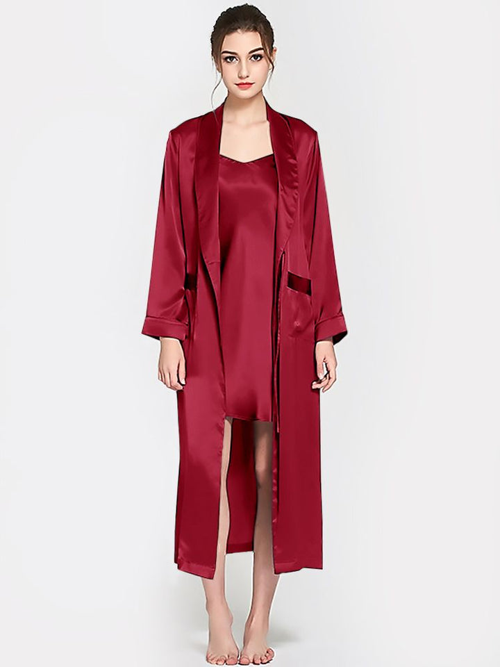 19 Momme Luxurious Long Mulberry Silk Nightgown and Robe Set