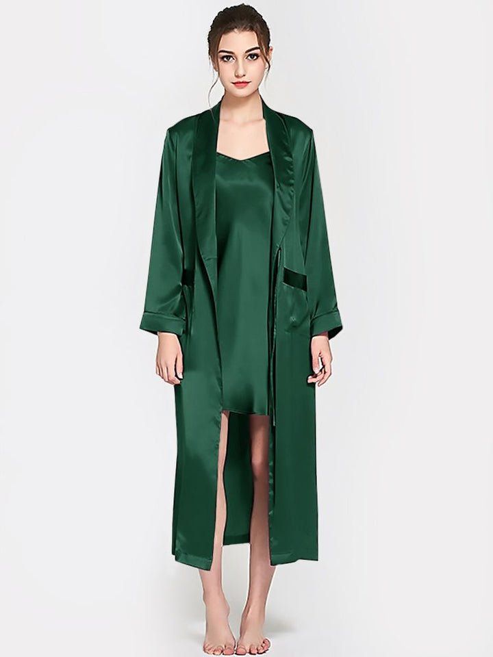 19 Momme Luxurious Long Mulberry Silk Nightgown and Robe Set