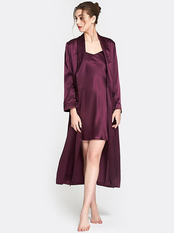 19 Momme Luxurious Long Mulberry Silk Nightgown and Robe Set