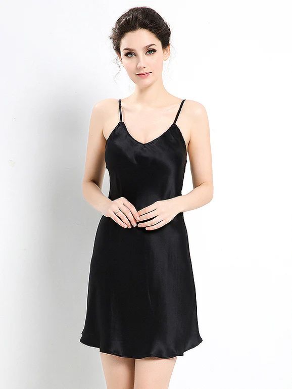 19 Momme Women Classic V-Neck Short Silk Chemise