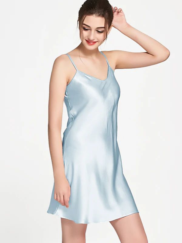 19 Momme Women Classic V-Neck Short Silk Chemise