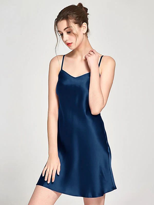 19 Momme Women Classic V-Neck Short Silk Chemise