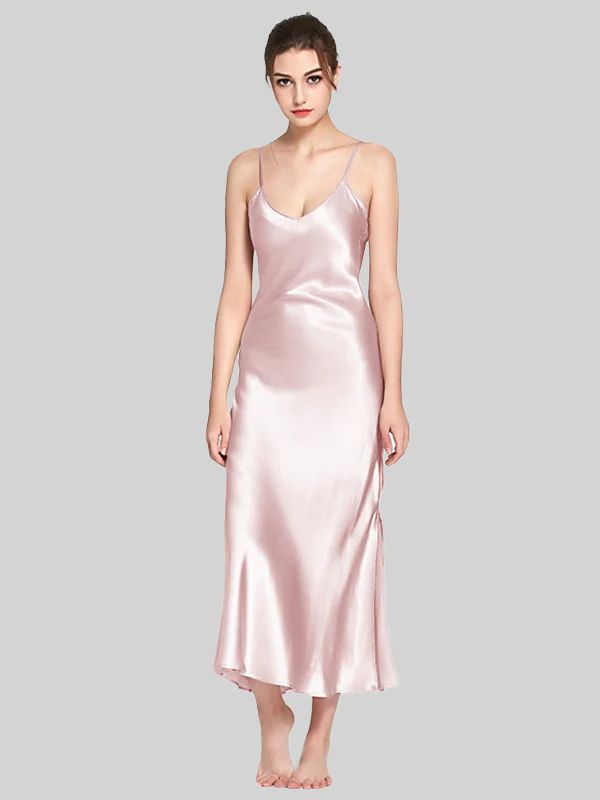 19 Momme Women Elegant Long Silk Slip Nightgown