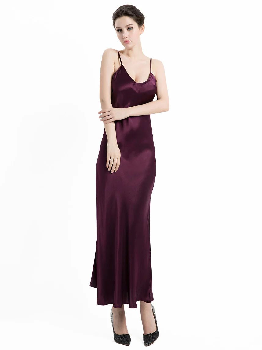 19 Momme Women Elegant Long Silk Slip Nightgown