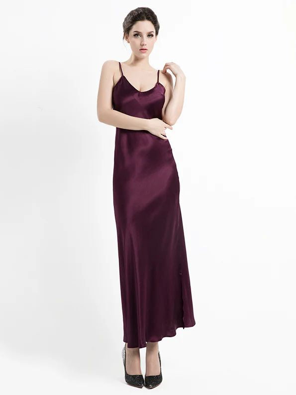 19 Momme Women Elegant Long Silk Slip Nightgown