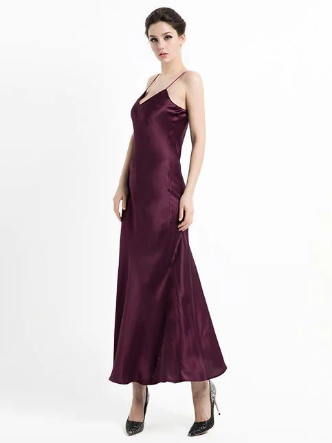 19 Momme Women Elegant Long Silk Slip Nightgown