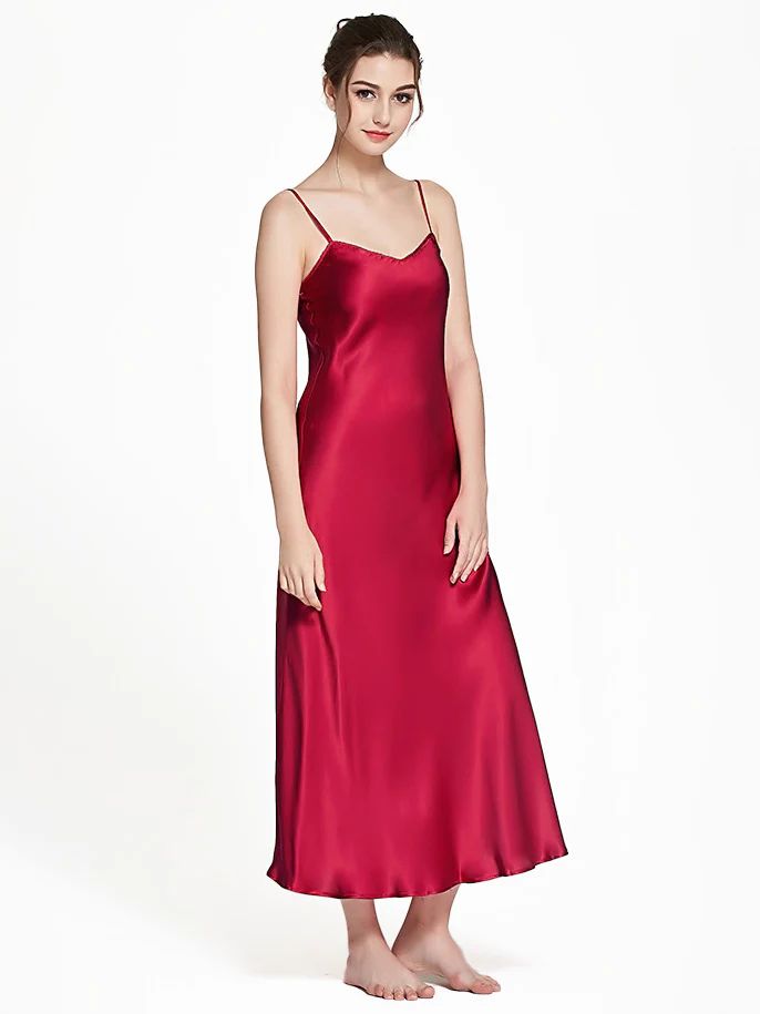 19 Momme Women Elegant Long Silk Slip Nightgown