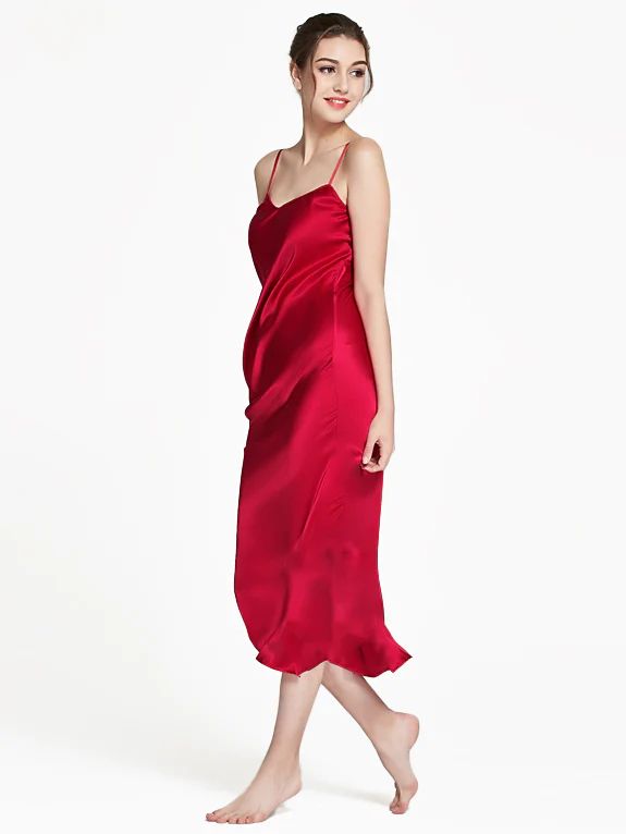 19 Momme Women Elegant Long Silk Slip Nightgown