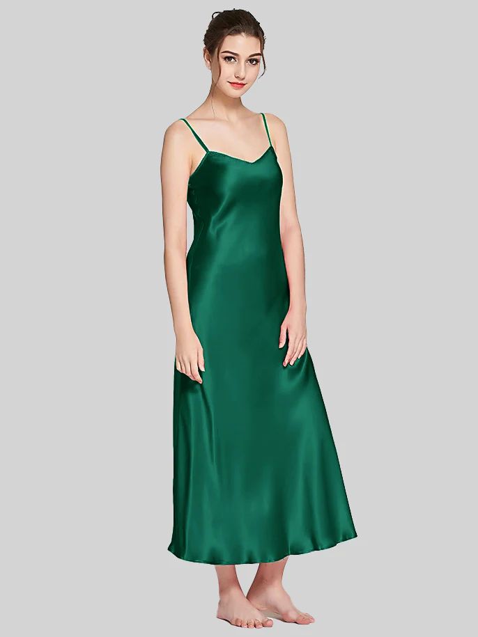 19 Momme Women Elegant Long Silk Slip Nightgown