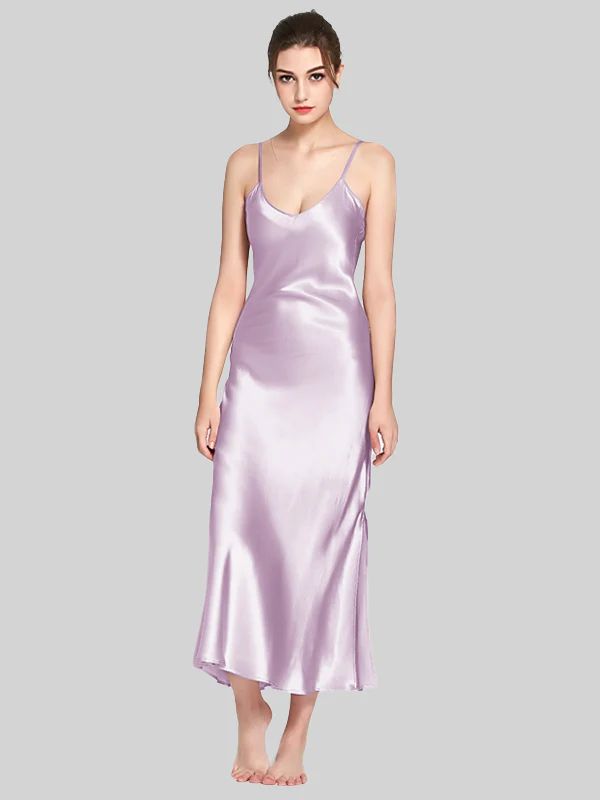 19 Momme Women Elegant Long Silk Slip Nightgown
