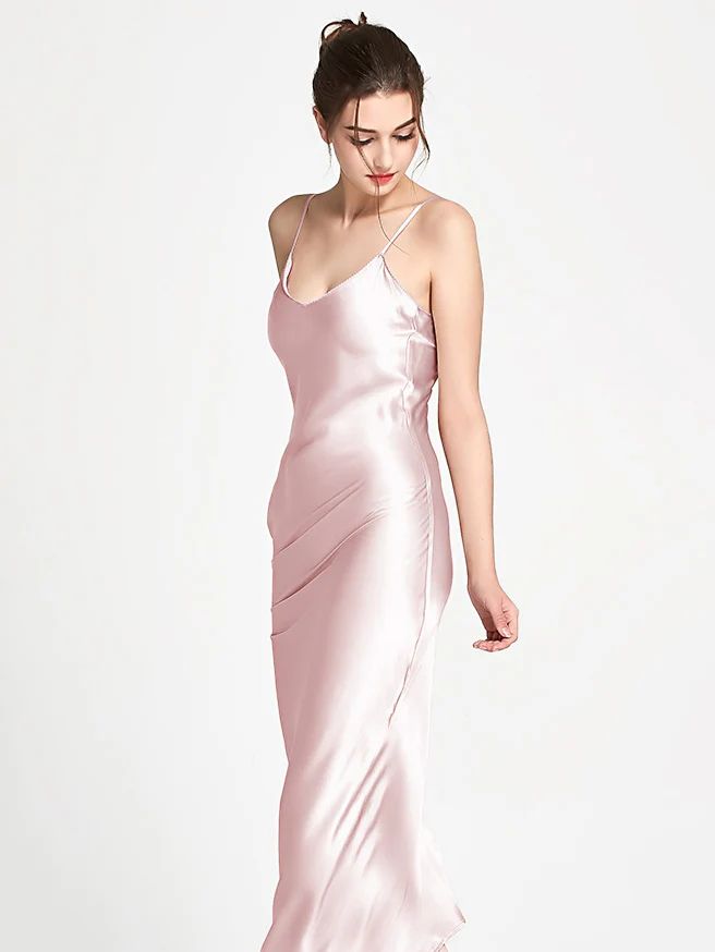 19 Momme Women Elegant Long Silk Slip Nightgown