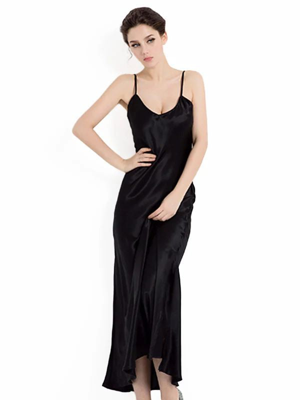 19 Momme Women Elegant Long Silk Slip Nightgown