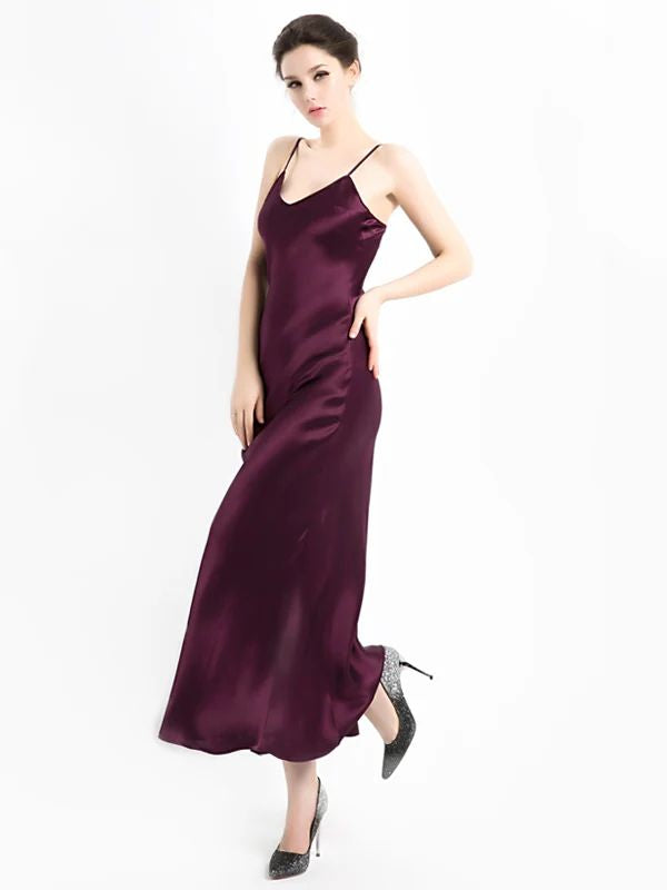 19 Momme Women Elegant Long Silk Slip Nightgown