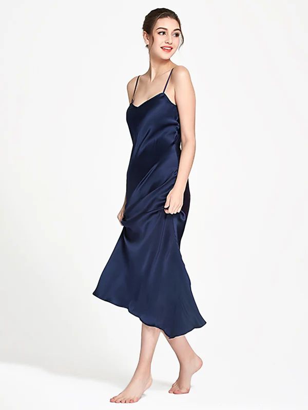 19 Momme Women Elegant Long Silk Slip Nightgown