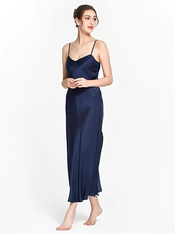 19 Momme Women Elegant Long Silk Slip Nightgown