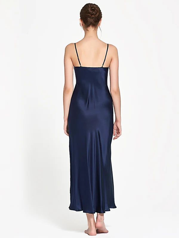 19 Momme Women Elegant Long Silk Slip Nightgown