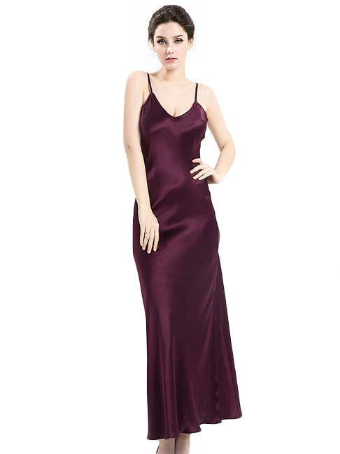 19 Momme Women Elegant Long Silk Slip Nightgown