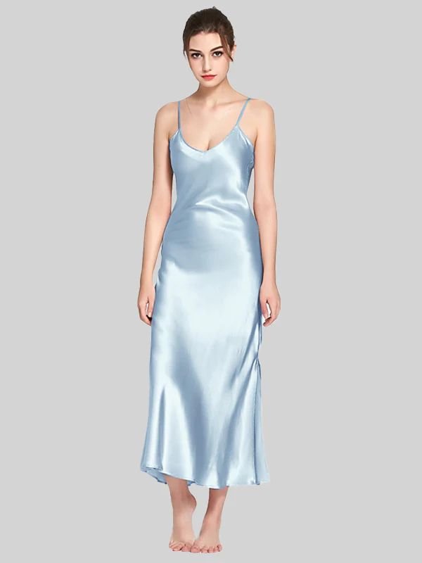 19 Momme Women Elegant Long Silk Slip Nightgown