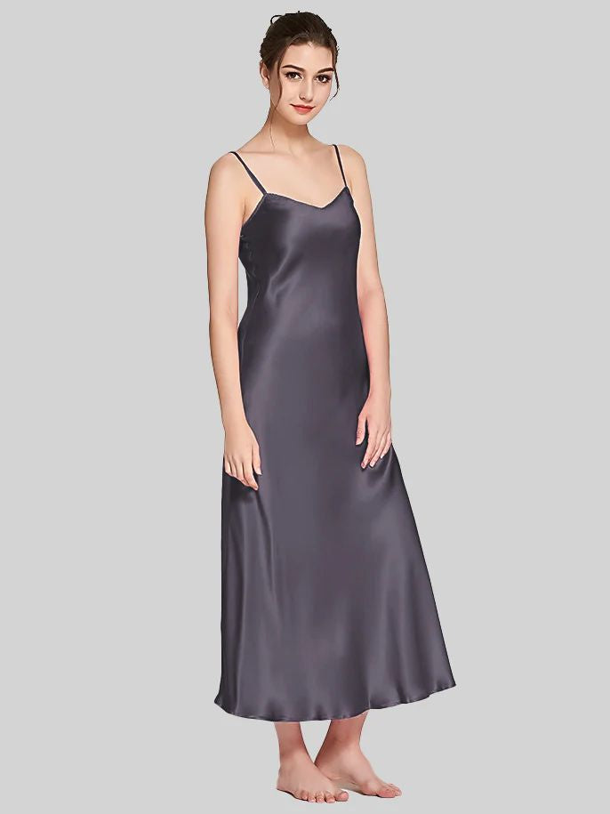 19 Momme Women Elegant Long Silk Slip Nightgown
