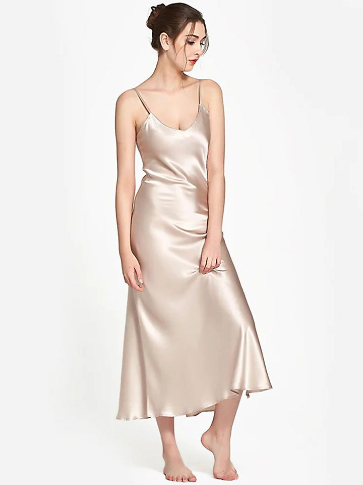 19 Momme Women Elegant Long Silk Slip Nightgown