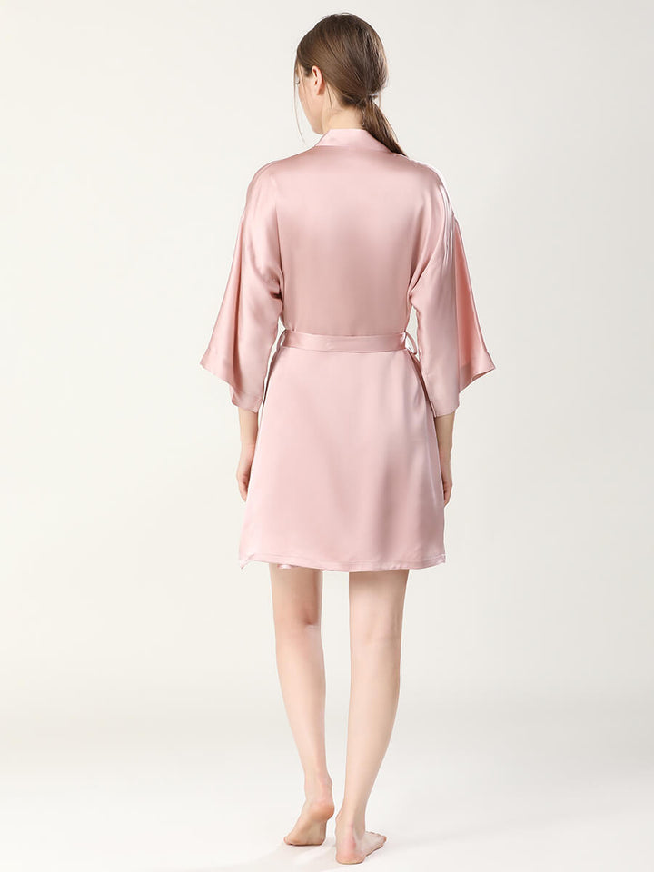 19 Momme Double-Strap Silk Chemise and Short Kimono Robe Set