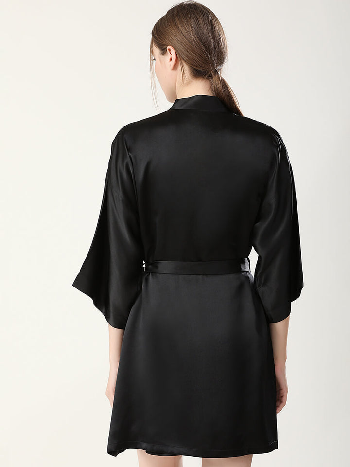 19 Momme Double-Strap Silk Chemise and Short Kimono Robe Set