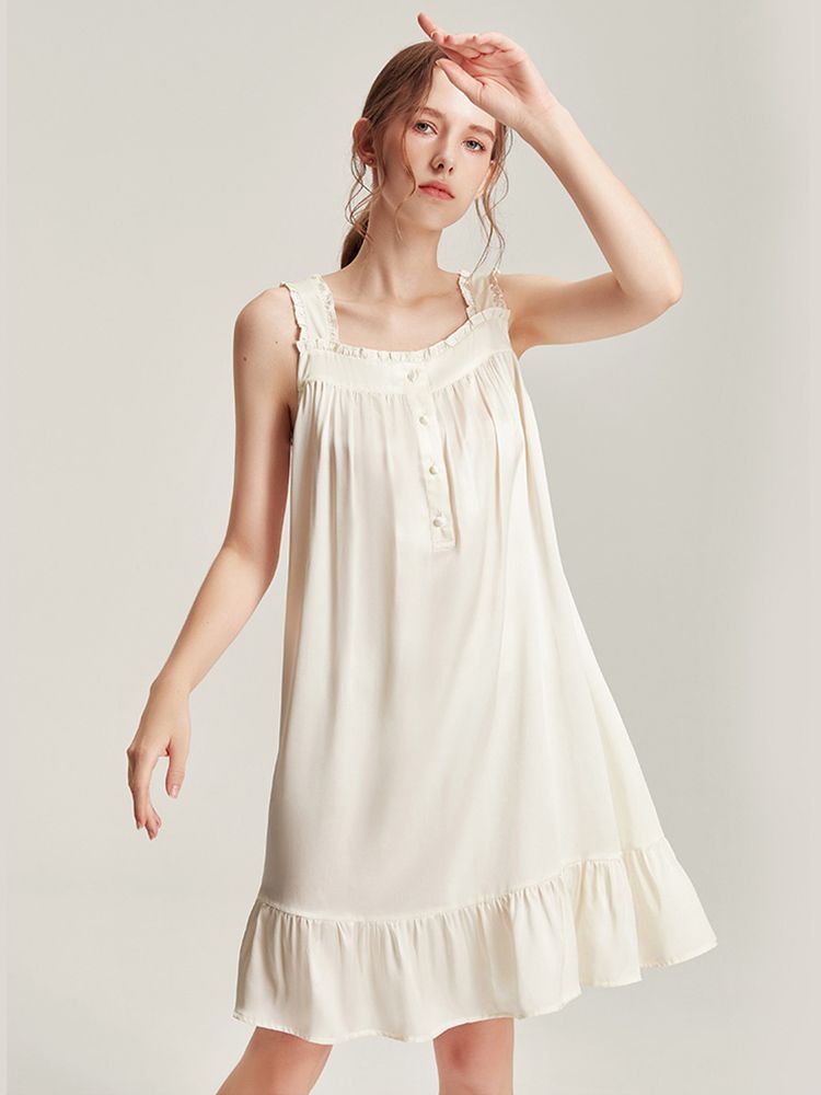 22 Momme Female Retro Palace Style Mulberry Silk Nightdress