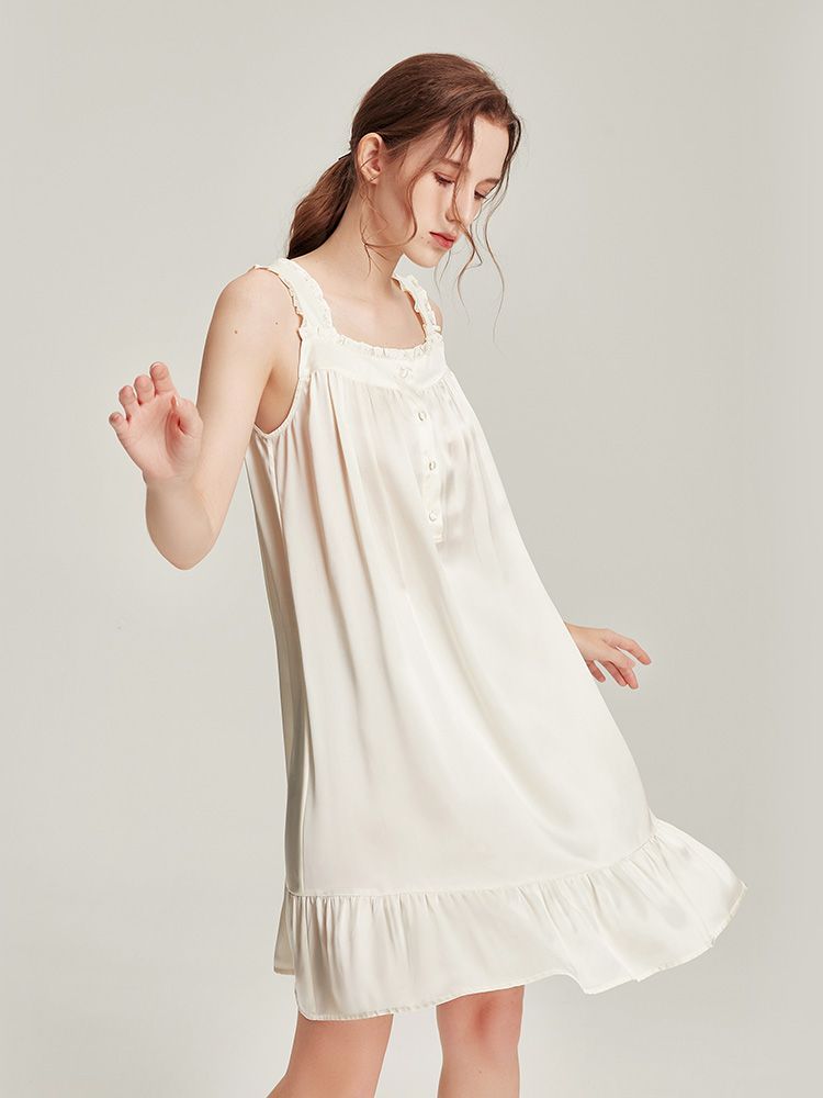 22 Momme Female Retro Palace Style Mulberry Silk Nightdress