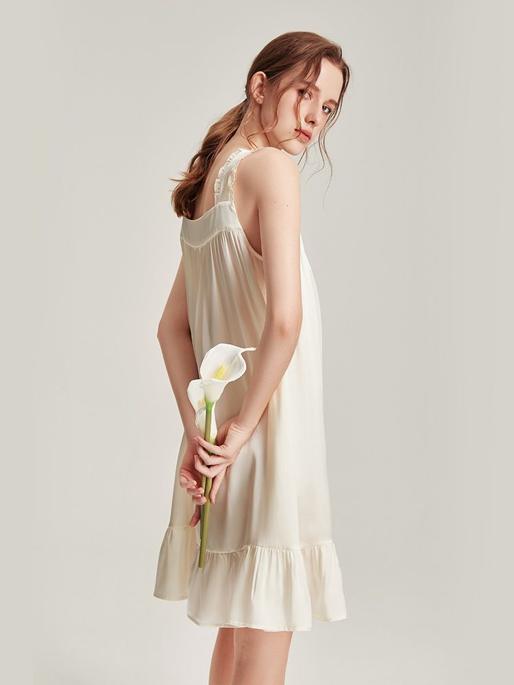 22 Momme Female Retro Palace Style Mulberry Silk Nightdress