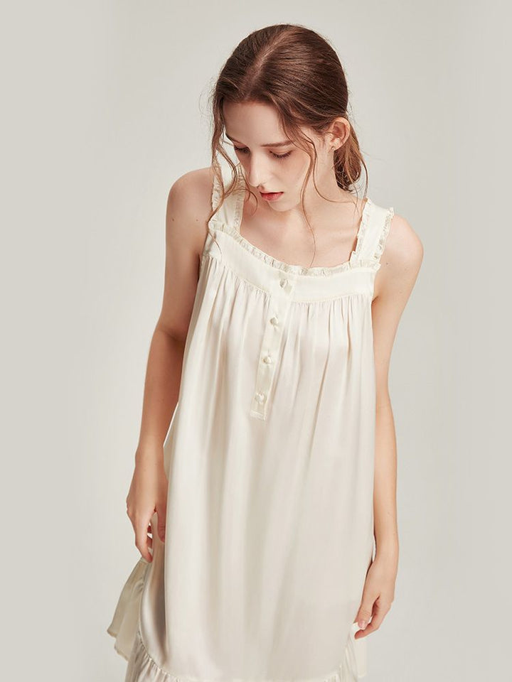 22 Momme Female Retro Palace Style Mulberry Silk Nightdress