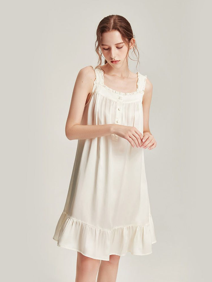 22 Momme Female Retro Palace Style Mulberry Silk Nightdress