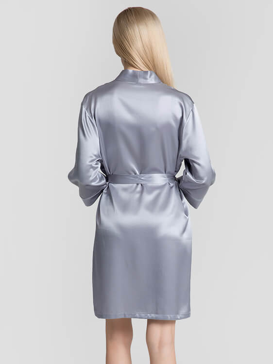 19 Momme Short Silk Robe with Waist Tie for Women