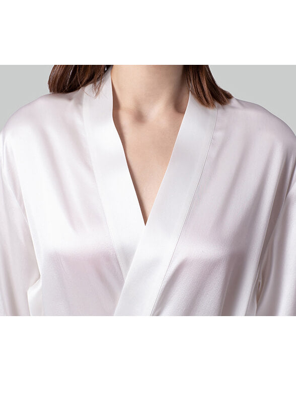 19 Momme Short Silk Robe with Waist Tie for Women
