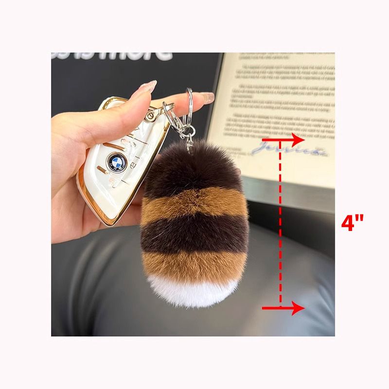 Raccoon Tail Style Real Rabbit Fur Keychain Plush Bag Charm