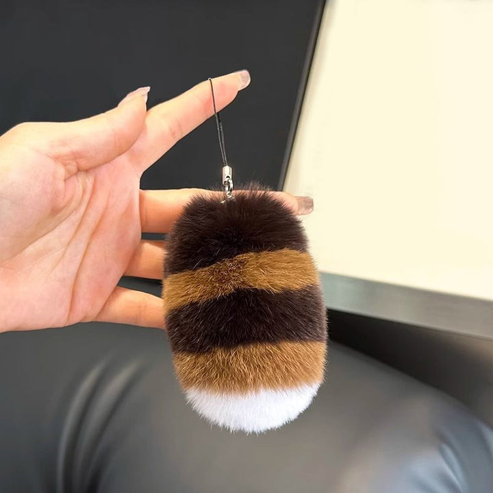 Raccoon Tail Style Real Rabbit Fur Keychain Plush Bag Charm