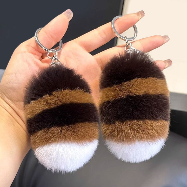 Raccoon Tail Style Real Rabbit Fur Keychain Plush Bag Charm