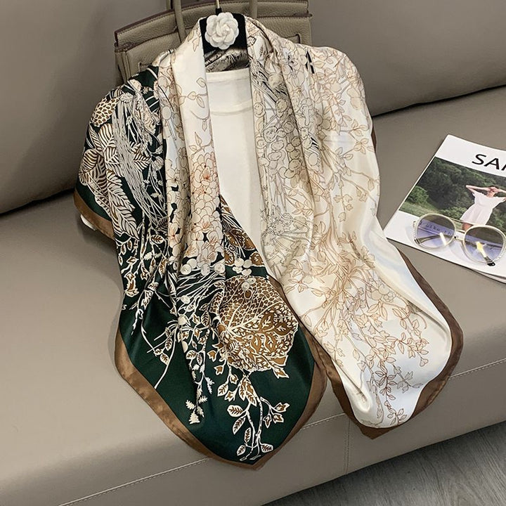 43" x 43" Printed 100% Mulberry Silk Square Scarf for Women Large Luxury Headscarf & Shawl