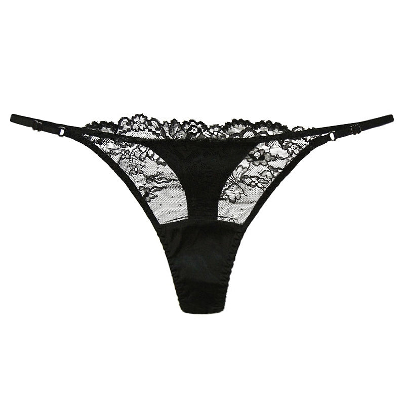 Floral Mesh Silk Thong Panty