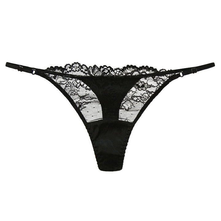 Floral Mesh Silk Thong Panty