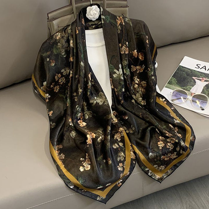 43" x 43" Printed 100% Mulberry Silk Square Scarf for Women Large Luxury Headscarf & Shawl