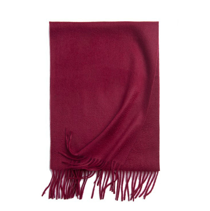 Basic Solid Color Long Cashmere Scarf with Tassels