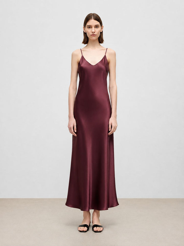 Mulberry Silk V-Neck Long Slip Dress